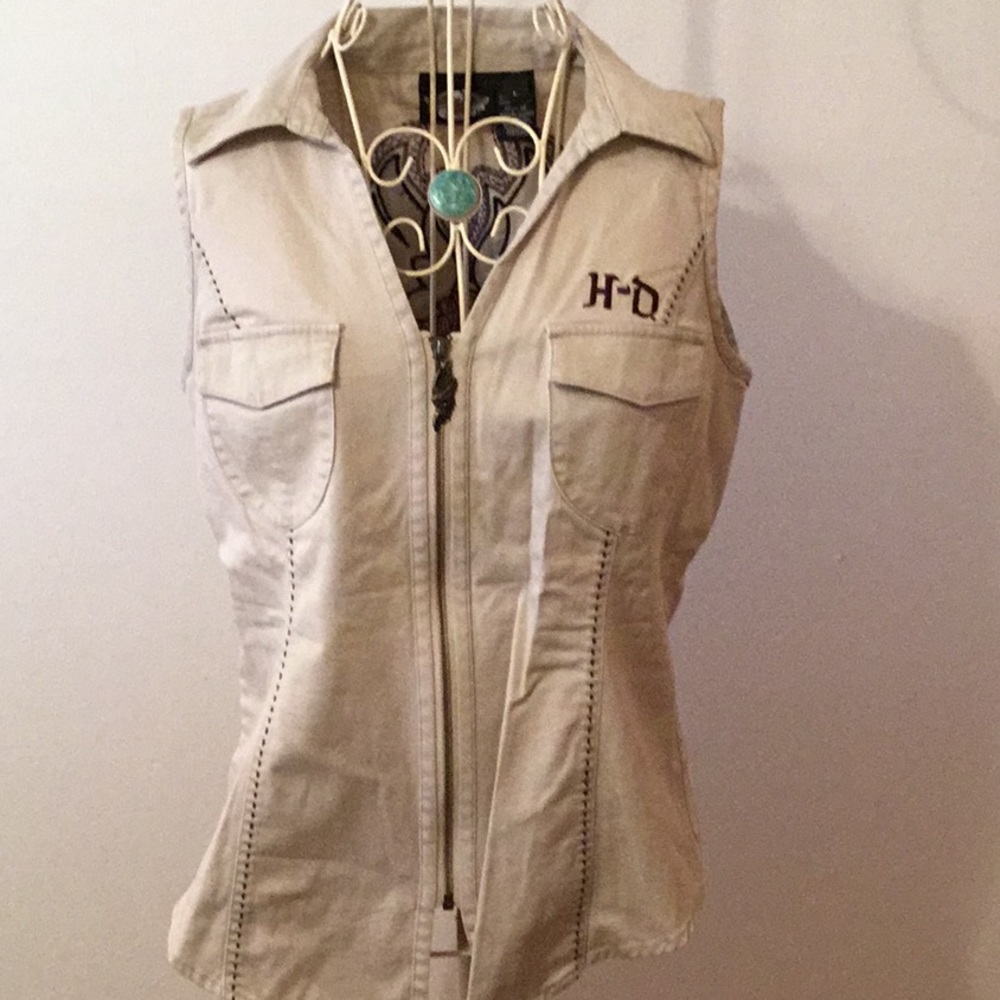 Harley Davidson Tan Denim top